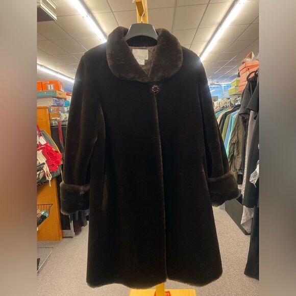 Spiegel Ladies Med Modacrylic & Polyester Faux Fur Brown Coat - Picture 1 of 5
